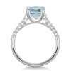 18ct White Gold 1.80ct Round Brilliant Aquamarine Diamond Shoulders Ring