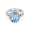18ct White Gold 3.96ct Cushion Cut Aquamarine & 0.57ct Diamond Cluster Ring