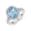 18ct White Gold 3.96ct Cushion Cut Aquamarine & 0.57ct Diamond Cluster Ring