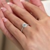 18ct White Gold Oval Cut 0.40ct Aquamarine & Diamond Halo Ring with Diamond Shoulders