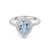 18ct White Gold Pear Shape 1.50ct Aquamarine Ring With Diamond Halo and Shoulders