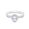 9ct White Gold Oval Cut Aquamarine 0.53ct Diamond Halo Ring
