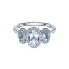 9ct White Gold 0.23ct Diamond and 1.11ct Aquamarine Ring