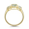 9ct Yellow Gold 1.15ct Octagonal Aquamarine Bezel Set 3 Stone Ring