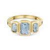 9ct Yellow Gold 1.15ct Octagonal Aquamarine Bezel Set 3 Stone Ring