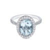 Platinum Oval Cut 3.21ct Aquamarine and 0.52ct Diamond Halo Ring