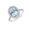Platinum Oval Cut 3.21ct Aquamarine and 0.52ct Diamond Halo Ring