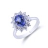 18ct White Gold Oval Cut Tanzanite and Brilliant Cut Diamond 2.61ct Cluster Ring