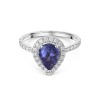 18ct White Gold Pear Shape 1.65ct Tanzanite & Diamond Halo Ring