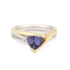 18ct 2 Colour Gold 1.35ct Trillion Cut Tanzanite Solitaire and Diamond Shoulders Ring