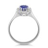 9ct White Gold Oval Tanzanite & Diamond Halo Solitaire Ring