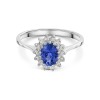 9ct White Gold Oval Tanzanite & Diamond Halo Solitaire Ring