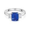 18ct White Gold 1.98ct Octagonal Tanzanite & Diamond 3 Stone Ring