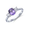 9ct White Gold 0.10ct Diamond and 0.75ct Tanzanite Trilogy Ring