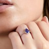 9ct White Gold Pear Cut Tanzanite 1.12ct Diamond Halo Ring