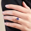 9ct White Gold Pear Cut Tanzanite 1.12ct Diamond Halo Ring