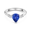 18ct White Gold 1.08ct Tanzanite Pear Cut Solitaire with Diamond Shoulders Ring