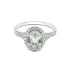 18ct White Gold Oval Green Amethyst and Diamond Halo 2.23ct Halo Ring