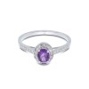 9ct White Gold Oval Cut Amethyst 0.53ct Diamond Halo Ring