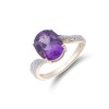 9ct Yellow Gold Amethyst & Diamond Twist Dress Ring