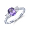 9ct White Gold 0.75ct Amethyst and 0.10ct Diamond Ring