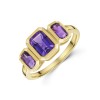 9ct Yellow Gold Octagonal Amethyst Bezel Set 3 Stone 1.25ct Ring