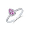 18ct White Gold Pear Cut Pink Sapphire 0.75ct Diamond Halo Ring