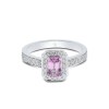 18ct White Gold Emerald Cut Pink Sapphire 0.92ct Diamond Halo Ring