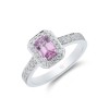 18ct White Gold Emerald Cut Pink Sapphire 0.92ct Diamond Halo Ring
