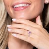 18ct White Gold Emerald Cut Pink Sapphire 0.92ct Diamond Halo Ring