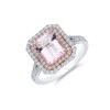 18ct White Gold Cushion Cut 2.36ct Morganite and 0.48ct Diamond Cluster Ring