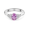 18ct White Gold 0.88ct Oval Cut Pink Sapphire and 0.30ct Diamond Cluster Ring