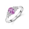 18ct White Gold 0.88ct Oval Cut Pink Sapphire and 0.30ct Diamond Cluster Ring