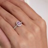 18ct White Gold Oval Cut 0.50ct Pink Sapphire Halo with Diamond Shoulders