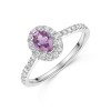 18ct White Gold Oval Cut 0.50ct Pink Sapphire Halo with Diamond Shoulders