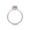 18ct White Gold 0.90ct Oval Cut Pink Sapphire Ring with Traditional Diamond Halo