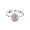 18ct White Gold 0.90ct Oval Cut Pink Sapphire Ring with Traditional Diamond Halo