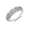 9ct White Gold Brilliant Cut Pink Sapphire 0.75ct Diamond Halo Fancy Band