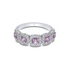 9ct White Gold Brilliant Cut Pink Sapphire 0.75ct Diamond Halo Fancy Band