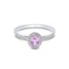 9ct White Gold Oval Cut Pink Sapphire 0.53ct  Diamond Halo Ring