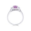 18ct White Gold 0.49ct Diamond 1.30ct Pink Sapphire Three Stone Ring 
