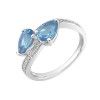 9ct White Gold Pear Shape Blue Topaz Two Stone Diamond Set Twist Ring