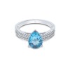 9ct White Gold Pear Cut Topaz and Brilliant Cut Diamond 2.20ct Solitaire Ring