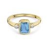 9ct Yellow Gold 0.90ct Blue Topaz Cushion Cut Rub Over Ring