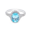 18ct White Gold Round Brilliant Diamond 0.23ct and Oval Blue Topaz 2.00ct Halo Ring