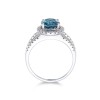 18ct White Gold Brilliant Cut Diamond And Oval London Blue Topaz 0.34ct And 2.00ct Halo Ring