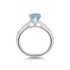 Platinum 1.00ct Pear Cut Blue Topaz with Diamond Shoulders Ring