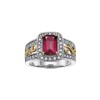 9ct Rose Gold Emerald Cut Garnet and 0.50ct Diamond Shoulders Ring
