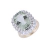 18ct yellow gold 11.82ct green amethyst and 1.65ct diamond cluster ring