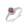 9ct White Gold Oval Cut Garnet 0.53ct Diamond Halo Ring